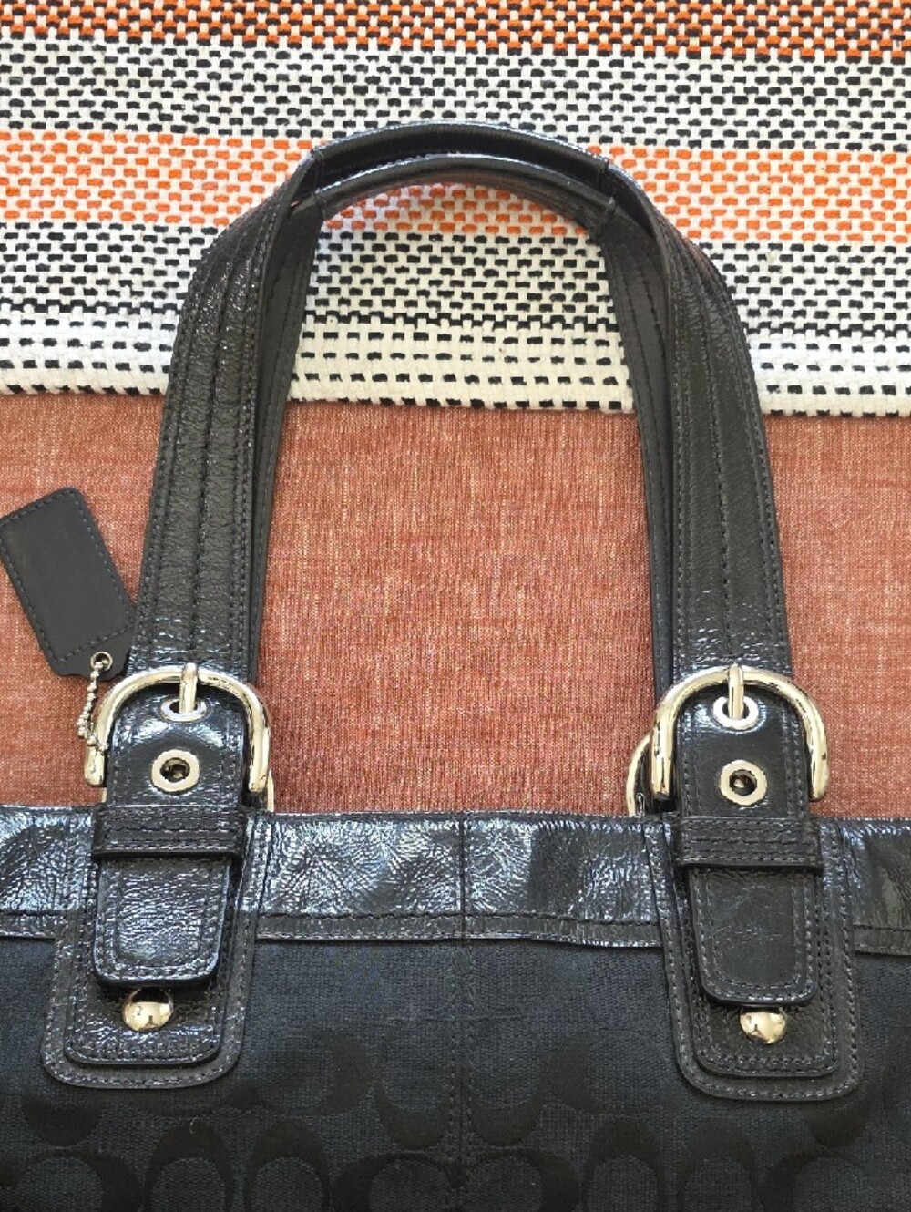 Coach Black Signature Shoulder Tote - Picture 11 of 12